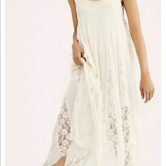 Free People cream pleated lace Hailee midi dress - Picture 9 of 15